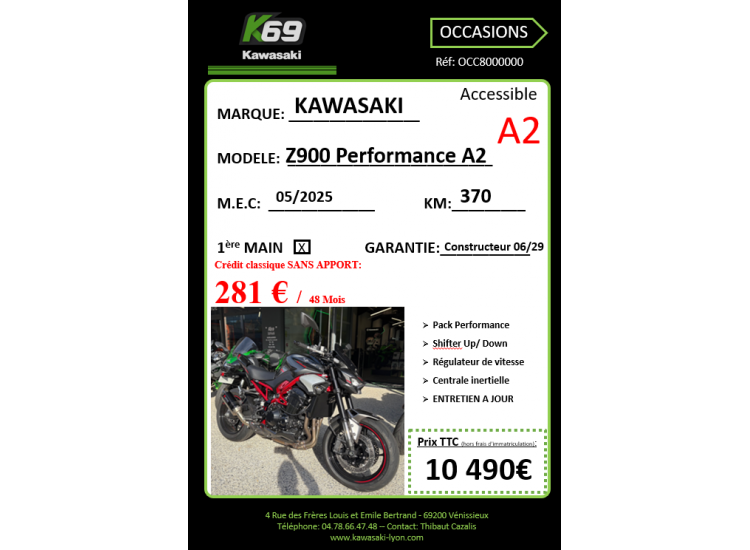 KAWASAKI Z900 70KW A2